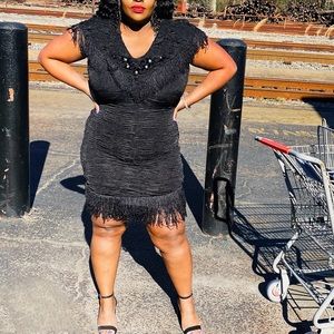 Vintage Black Fringe Dress